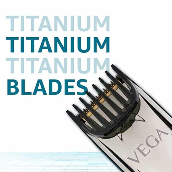 Vega P3 Trimmer Men with 160 Mins Runtime Titanium Blades Display 40 Length Settings Silver VHTH 27