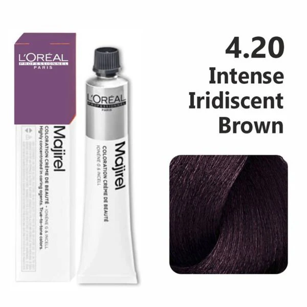 L'Oréal Professionnel Majirel 4.20 Intense Iridescent Brown permanent hair color original product available on PinkBliss India