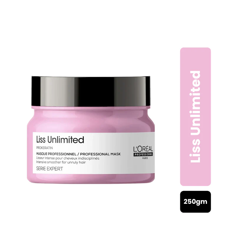 L'Oréal Professionnel Liss Unlimited masque 250ml with pro keratin for frizz free smooth hair original product available on PinkBliss India