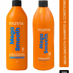 Matrix Mega Smooth Professional Shampoo & Conditioner For Frizzy Hair, For All Hair Types, Paraben-Free 1000ml Each