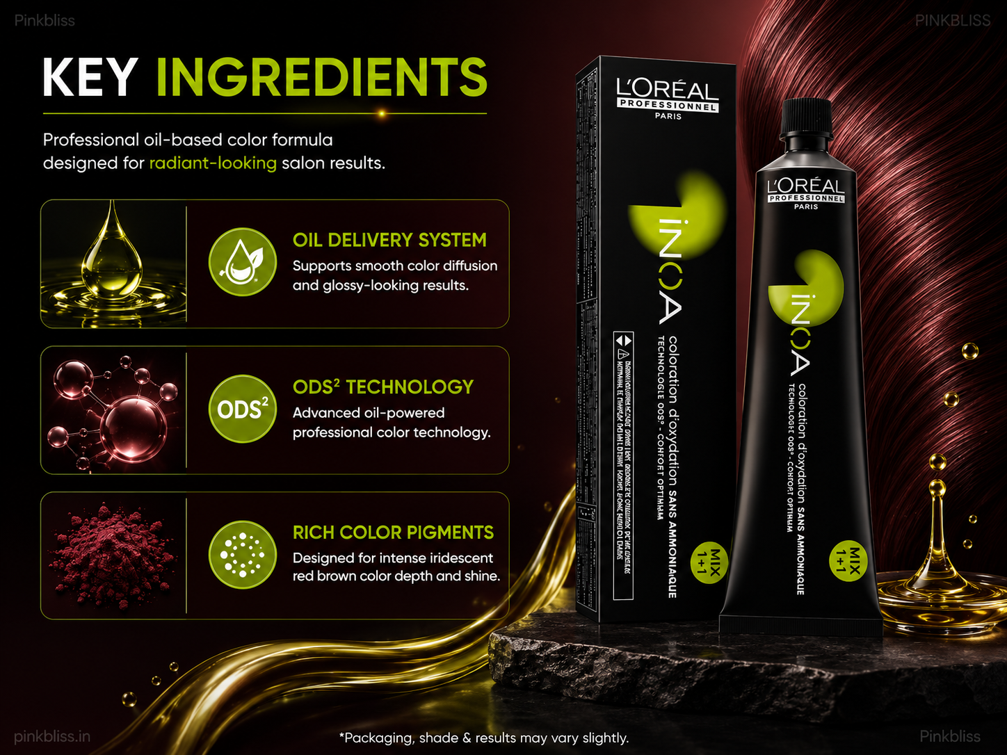 L’oreal Professionnel Paris INOA Ammonia-free Permanent Hair Color – 4.26 (Iridescent Red Brown)