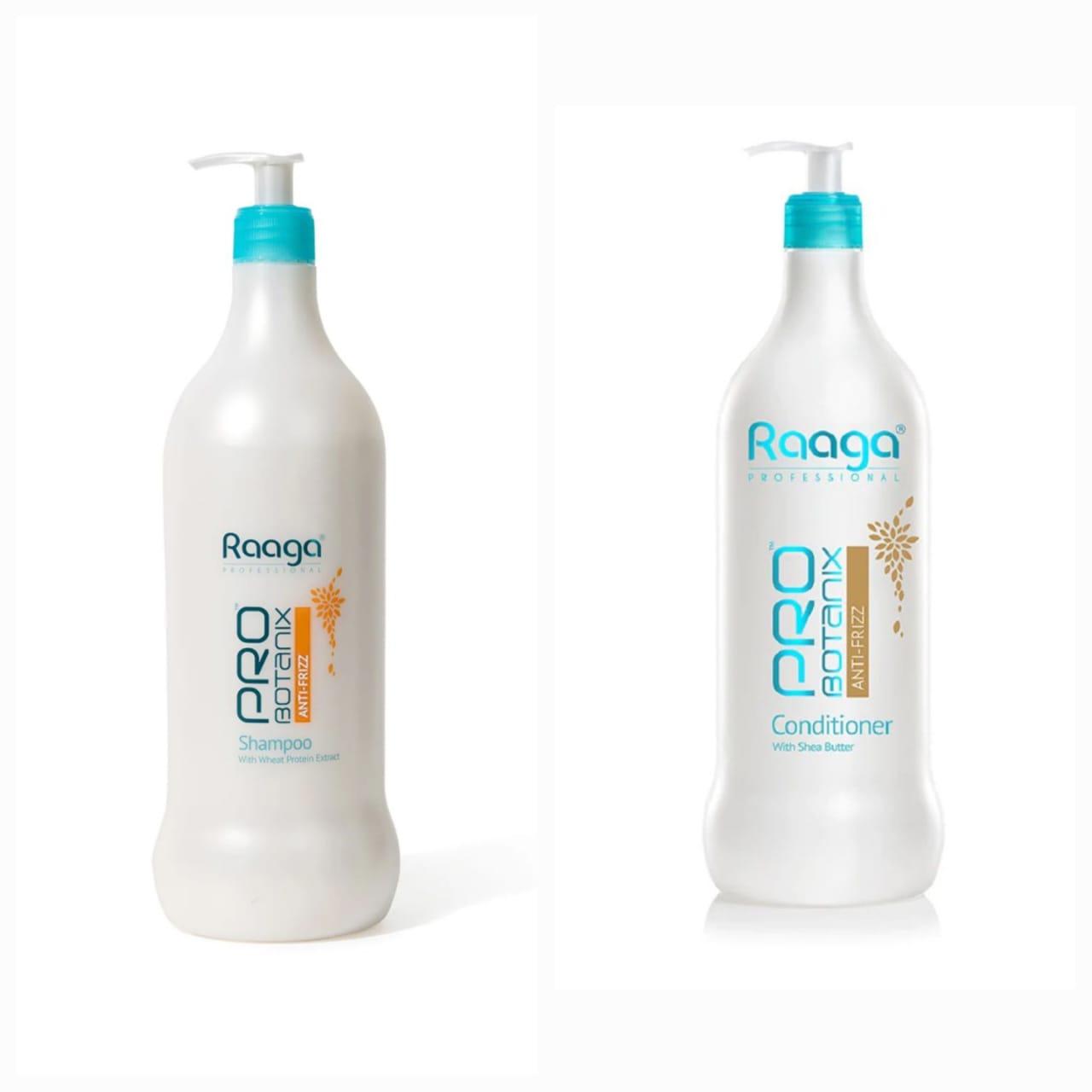Raaga Professional Pro Botanix Anti-Frizz Shampoo and Conditioner with Shea Butter 1000ml Each