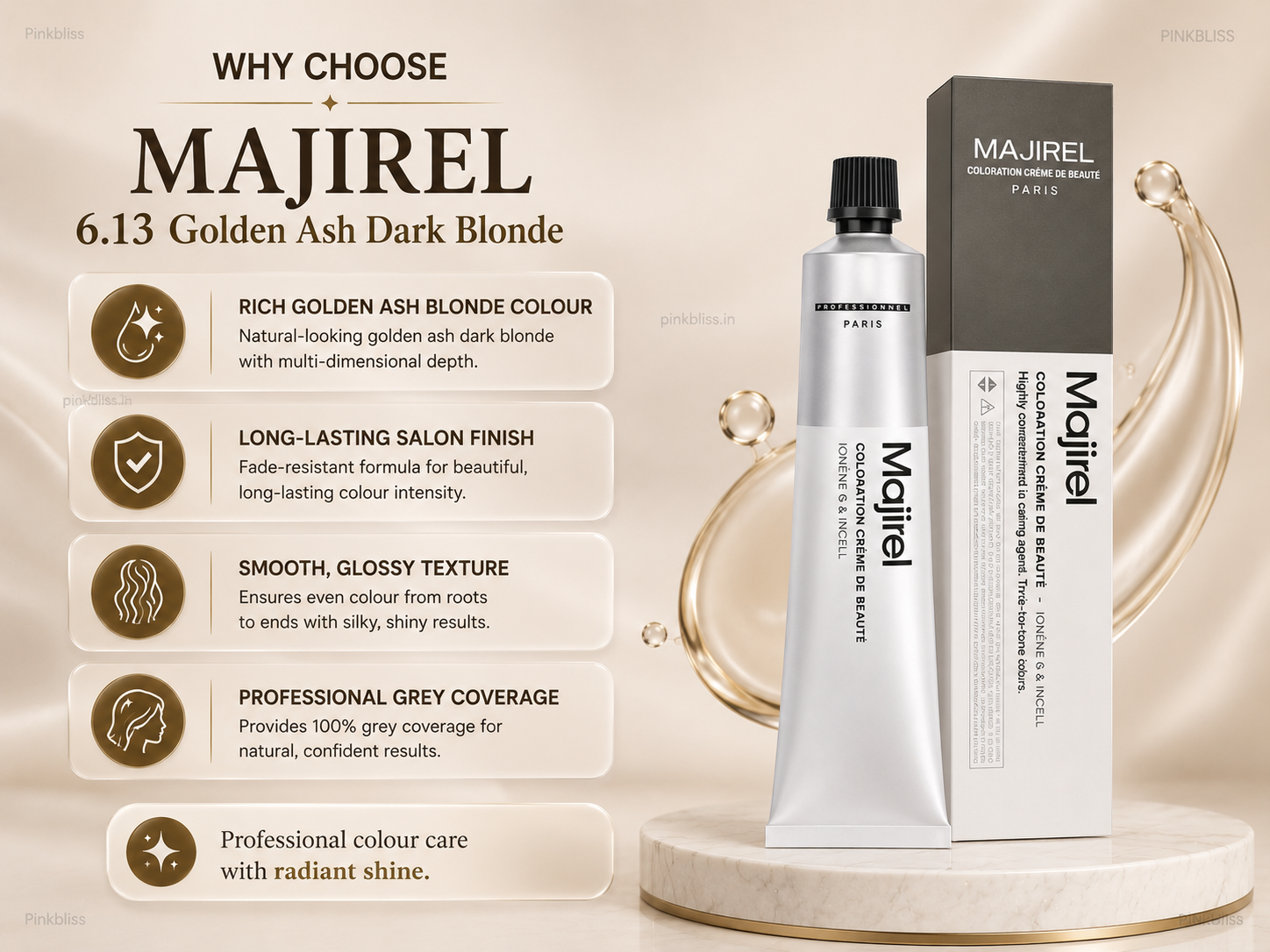 L’oreal Professionnel Majirel – 6.13 (Golden Ash Dark Blonde)