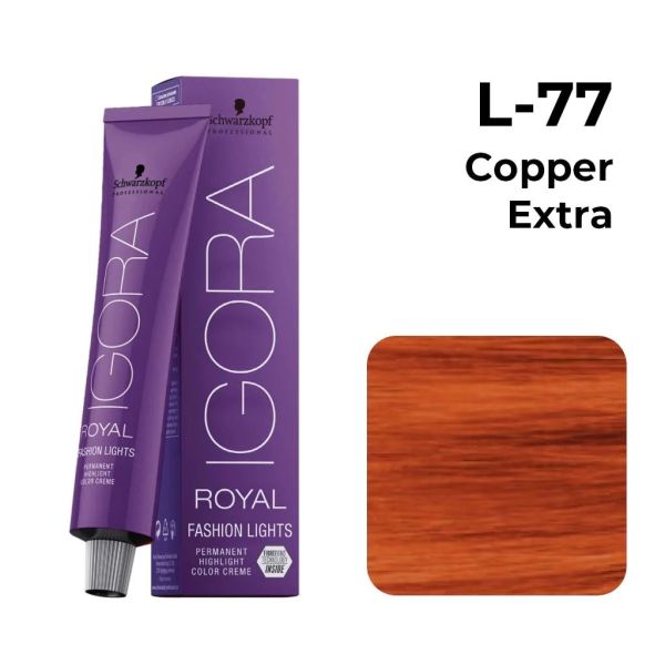 Schwarzkopf Professional IGORA Royal Fashion Lights Permanent Highlight Color Creme (L-77 Copper Extra)