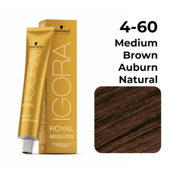 Schwarzkopf Professional Igora Royal Absolutes Permanent Anti-Age Color Creme (4-60 Medium Brown Auburn Natural)
