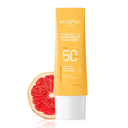 Dot & Key Vitamin C + E Face Sunscreen SPF 50 PA+++ For Glowing Skin, 100% No White Cast (80 g)