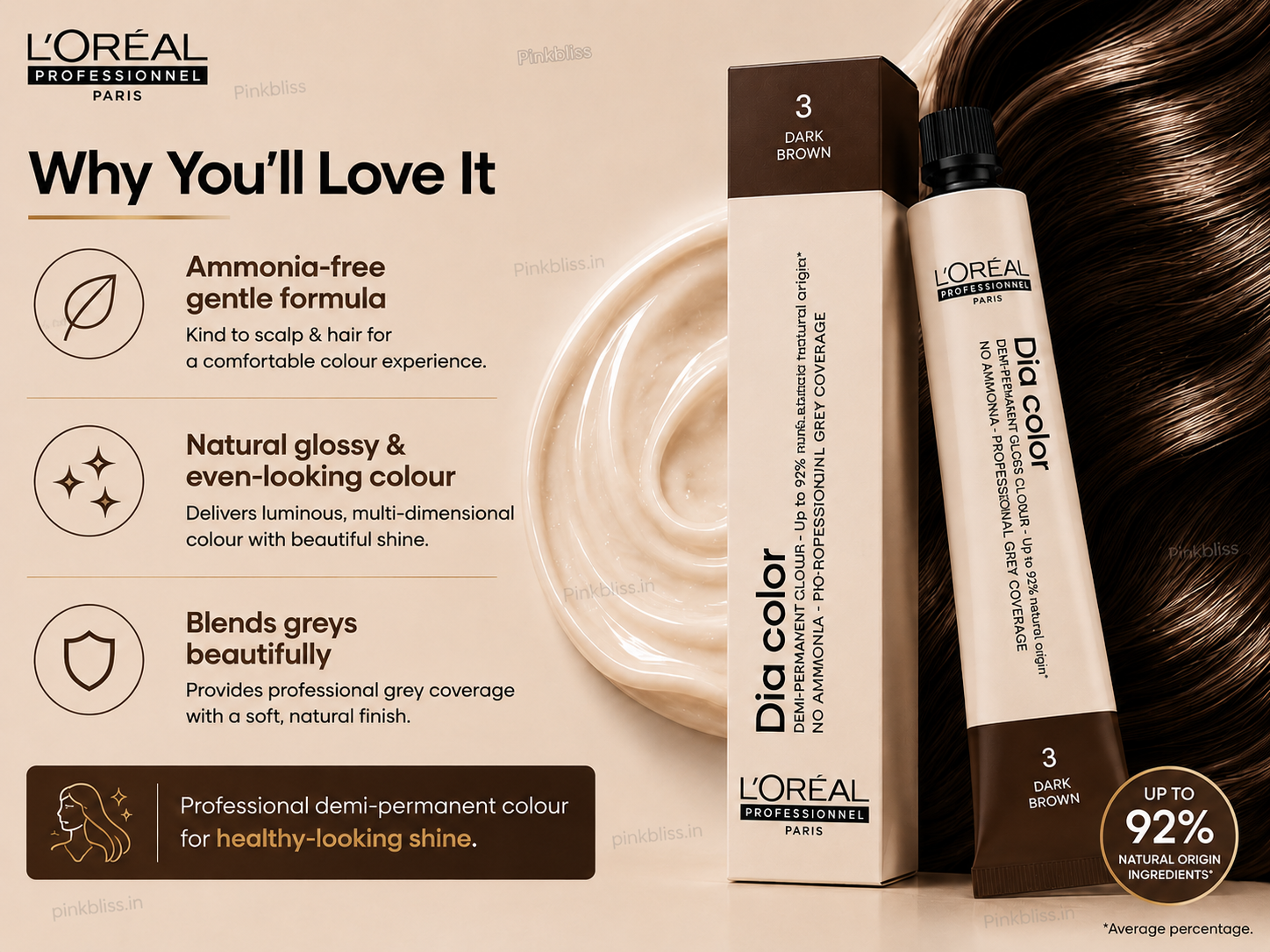 L’oreal Professionnel Dia Color Ammonia Free Colour 3 Dark Brown (60ml)