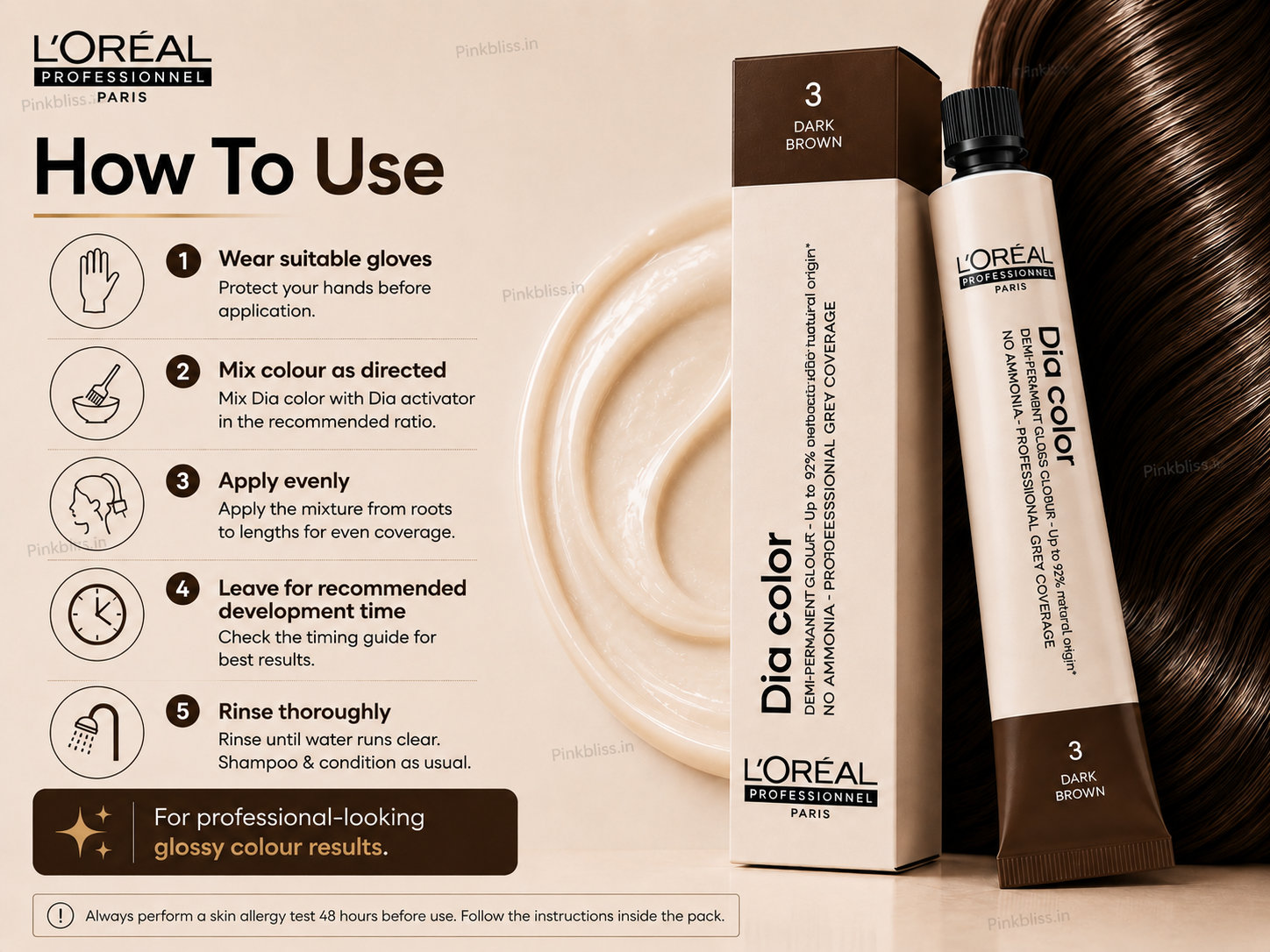 L’oreal Professionnel Dia Color Ammonia Free Colour 3 Dark Brown (60ml)