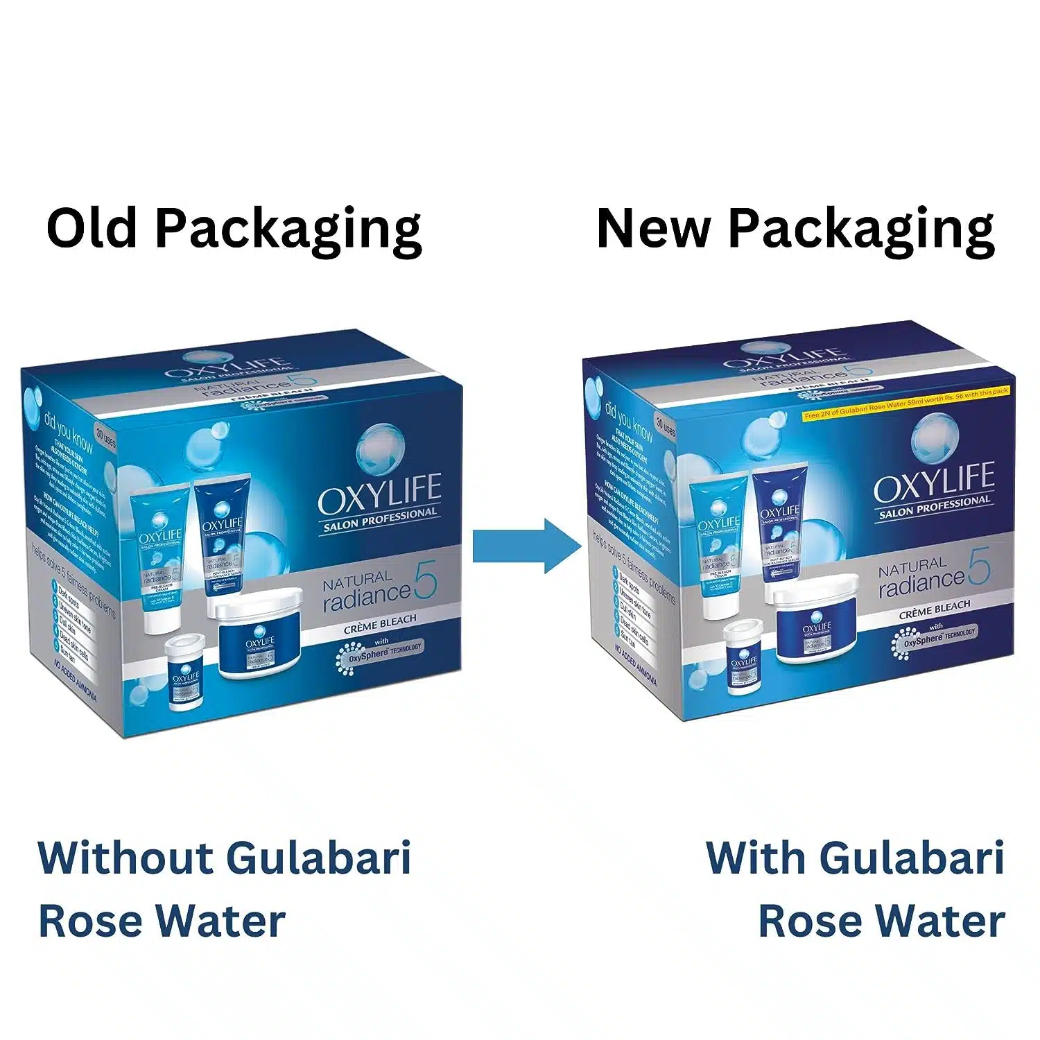 Oxylife Salon Professional Natural Radiance 5 creme Bleach, 310g With Oxysphere Technology For Radiant & Even Skin Tone, Vitamin E & Glycerine, Fights 5 Skin Problems - Image 2