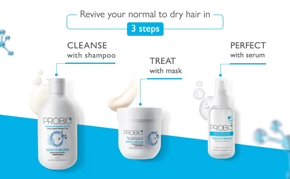 Godrej Professional Probio Keratin Revive Shampoo (250ml) | For Normal to Dry Hair 