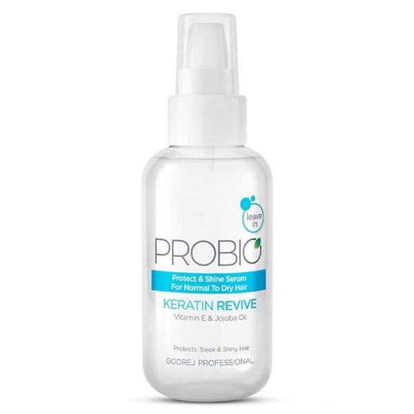 Godrej Professional Probio Keratin Revive Shine Serum (100ml) | No Sulphate | No Paraben | No SLS | No SLES | with Jojoba Oil | UV-Protect Formula