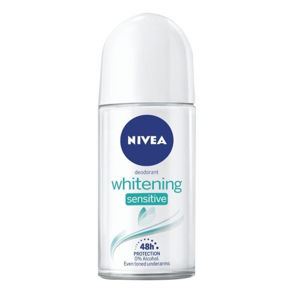 Nivea Women Deodorant Roll On, Whitening Sensitive, for 48h Protection (50ml)