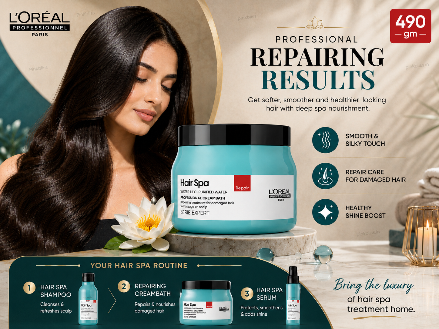 L’Oreal Professionnel Hair Spa Repairing Cream bath 490gm