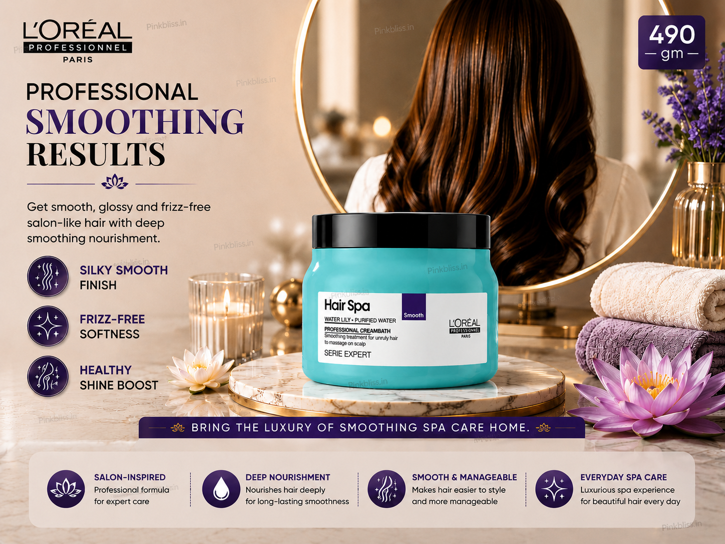 L’Oreal Professionnel Hair Spa Smoothing Cream bath 490gm