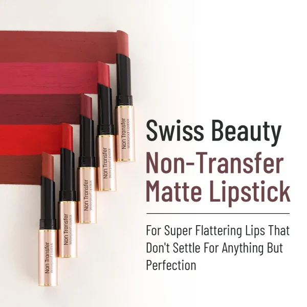 Swiss Beauty Non Transfer Lipstick Matte Finish Lightweight Smudge Proof Rich Colour Payoff Non