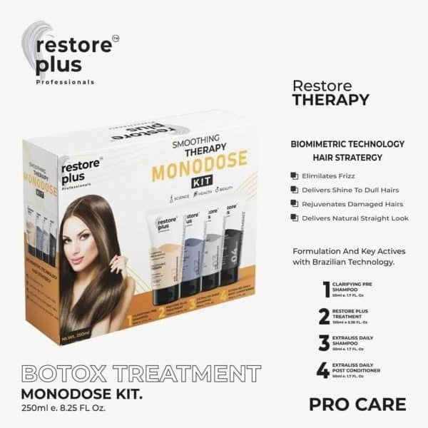 RestorePlus Monodose Kit, Botox Therapy Hair Care, Hair Restoration Kit, Anti-Frizz Hair Treatment, Hair Smoothing System, Deep Conditioning Hair Mask, Hair Rejuvenation Kit, Professional Hair Treatment at Home, Hair Repair and Hydration, Salon-Quality Hair Care,pinkbliss