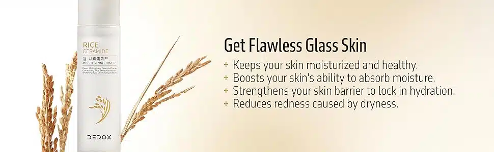 DEDOX Ceramide Rice Moisturizing Toner – 120ml Pure Cruelty Free Niacinamide and Ceramide Glow Facial Toner – Hydrating Essential Face Moisturizer for All Skin Types – Korean Skincare