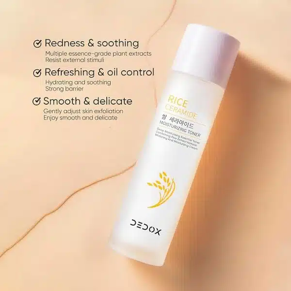 DEDOX Ceramide Rice Moisturizing Toner – 120ml Pure Natural Cruelty Free Niacinamide and Ceramide Glow Facial Toner – Hydrating Essential Face Moisturizer for All Skin Types – Korean Skin