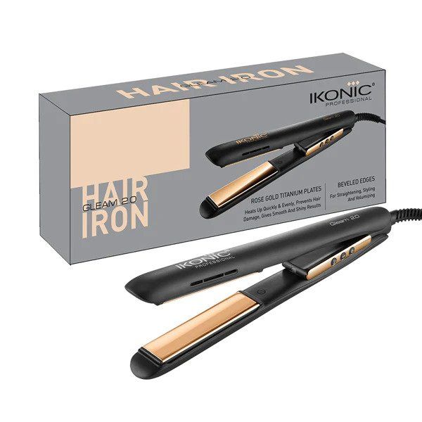 Ikonic Professional Gleam Hair Straightener - (Black & Rose Gold) 2.0