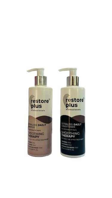 RESTORE PLUS Smoothing Therapy Shampoo And Conditioner 250ml Each Restore Plus Smoothing Therapy Shampoo, Restore Plus Smoothing Conditioner, Shampoo and Conditioner for Frizzy Hair, Smoothing Hair Care Duo, Restore Plus 250ml Shampoo and Conditioner, Best shampoo and conditioner for smooth hair, Anti-frizz shampoo and conditioner, Hydrating shampoo for dry hair, Professional smoothing hair products, Restore Plus hair care set, Restore Plus shampoo and conditioner for frizzy hair, Best smoothing shampoo and conditioner for Indian hair, Affordable shampoo and conditioner for silky hair, Restore Plus 2-in-1 hair care combo, Shampoo and conditioner for smooth and shiny hair, Restore Plus shampoo price in India, Best anti-frizz shampoo and conditioner in India, Affordable hair care products online India, Smoothing shampoo for Indian hair types, Restore Plus hair care combo in India,