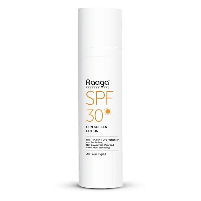 Raaga Professional SPF 30 Sunscreen Lotion | PA++++, UVA + UVB Protection, Anti Tan Activities, Non-Greasy Feel, Water and Sweat Proof Technology (55 ml)