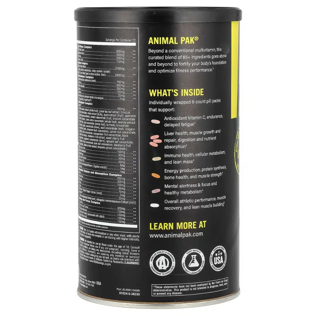 animal pak, animal pak multivitamin, 44 packs, daily nutrition, workout vitamin pack, high performance vitamins, immune support, energy support, digestion support, universal nutrition, gym vitamin, vitamin and mineral supplement, sports multivitamin,