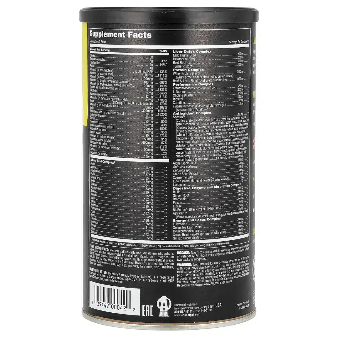 animal pak, animal pak multivitamin, 44 packs, daily nutrition, workout vitamin pack, high performance vitamins, immune support, energy support, digestion support, universal nutrition, gym vitamin, vitamin and mineral supplement, sports multivitamin,