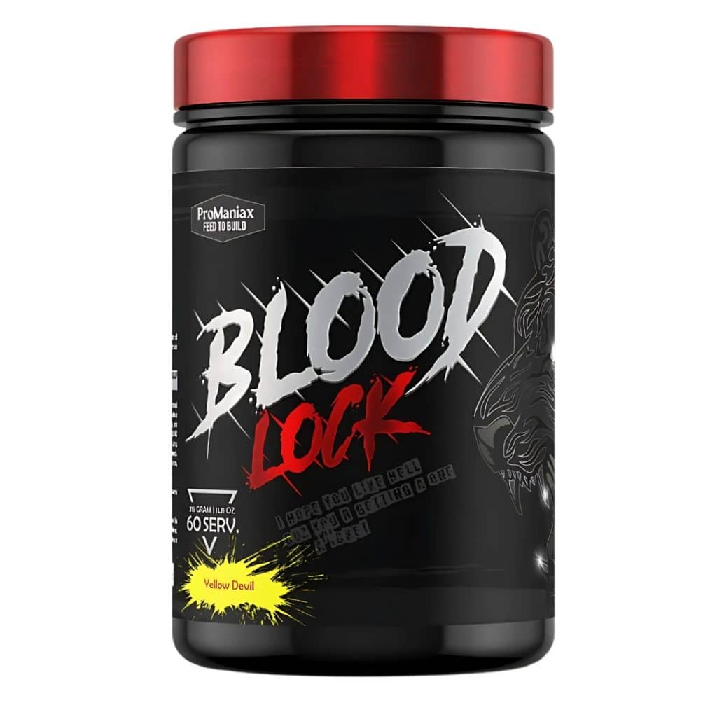 promaniax, blood lock pre workout, stim loaded pre workout, yellow devil pre workout, high energy workout supplement, muscle pump booster, nitric oxide enhancer, endurance pre workout, pre workout powder, gym performance booster, pre workout 60 servings, 315g pre workout, strong pre workout drink, energy and focus supplement, sugar free pre workout,