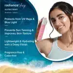 Aqualogica Radiance + Dewy Sunscreen, SPF 50 pa+++ for UVA/B & Blue Light Protection | For Oily, Combination & Acne prone skin 50g - Image 3