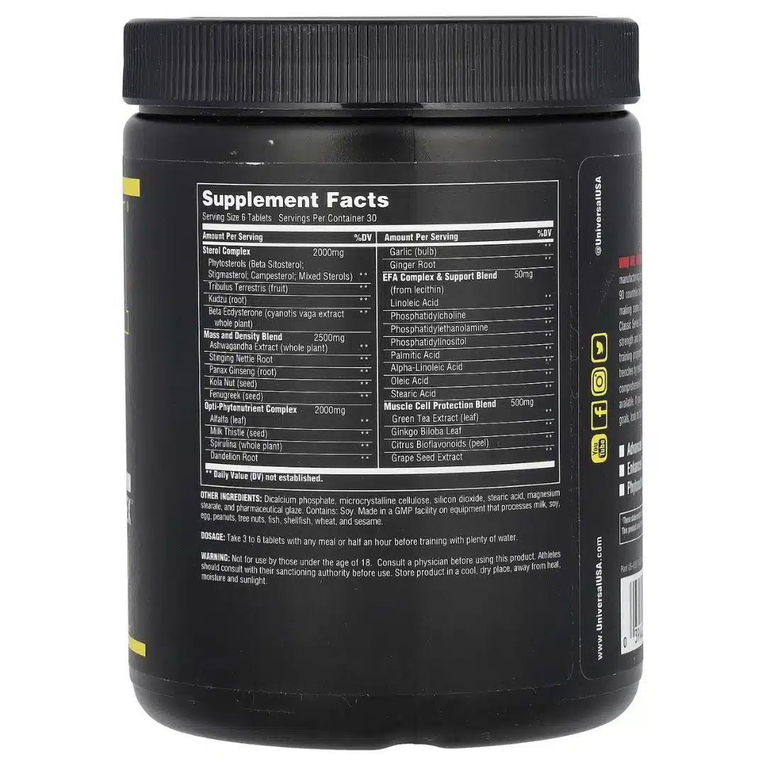 universal natural sterol complex, natural anabolic support, universal sterol complex 180 tablets, muscle building supplement, plant sterols for strength, universal classic series, testosterone support formula, non hormonal muscle builder, performance booster supplement, natural training support, universal nutrition sterol tablets, strength endurance tablets, herbal anabolic formula,
