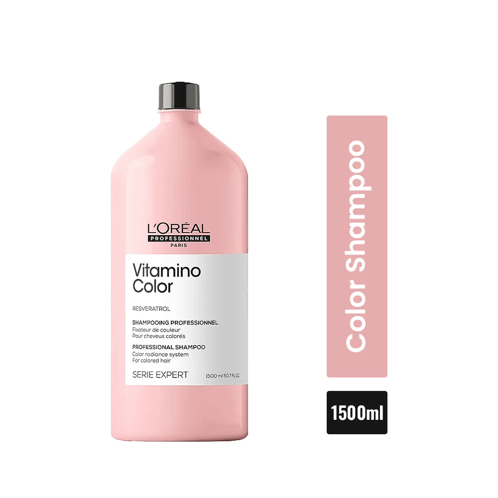 L'Oréal Professionnel Serie Expert Vitamino Color Resveratrol Shampoo 1.5L professional shampoo for color treated hair available on PinkBliss India