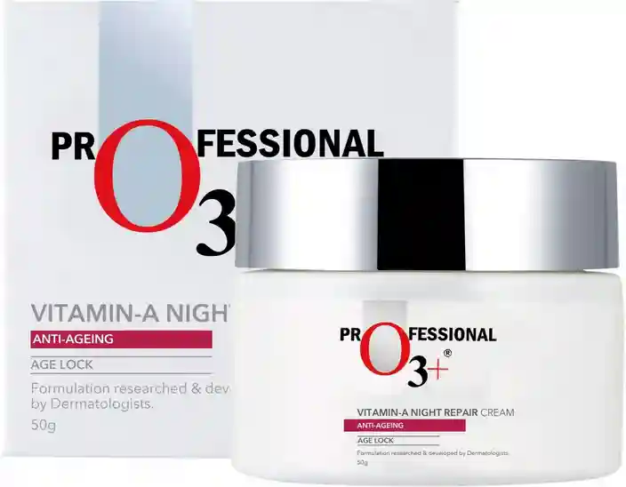 O3+ Professional Vitamin-A Night Repair Cream - For Brightening & Glowing Skin 50g | Fades Finelines & Wrinkles, Restores Skin Elasticity & Firmness