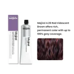 Professional salon hair colour L'Oréal Majirel 4.26 Red Iridescent Brown for vibrant red brown hair shade