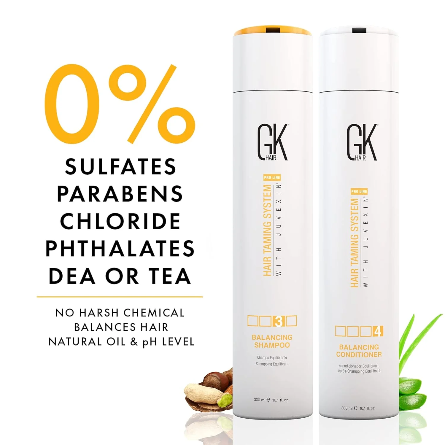 GK Hair Balancing Shampoo-C0nditioner 300ml Each For Oily Hair And Scalp Restores Scalp pH Level - Sulfate And Paraben Free