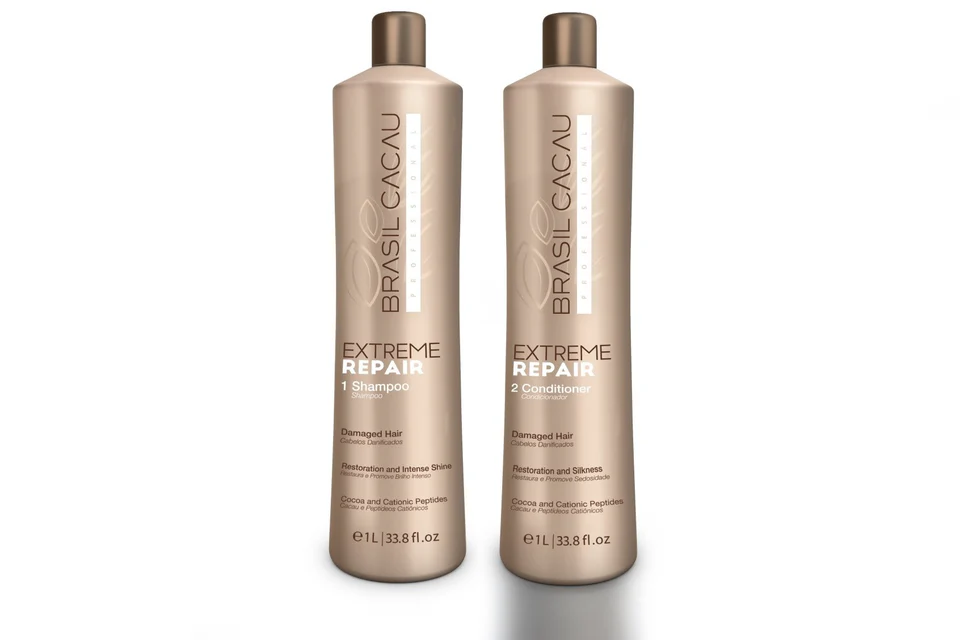 Cadiveu Brasil Cacau Extreme Repair shampoo and conditioner combo 2000ml professional hair repair set available on PinkBliss India