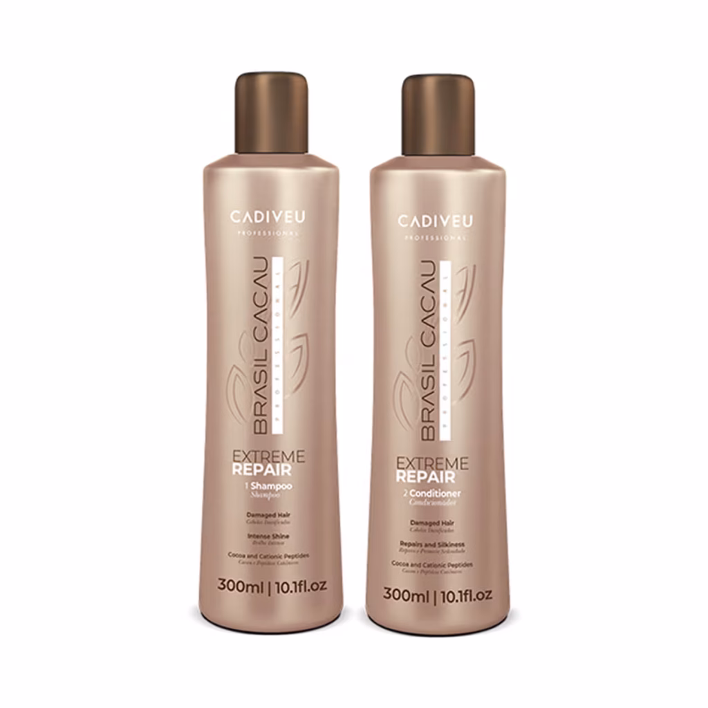 Cadiveu Brasil Cacau Extreme Repair shampoo and conditioner combo 600ml professional hair repair set available on PinkBliss India