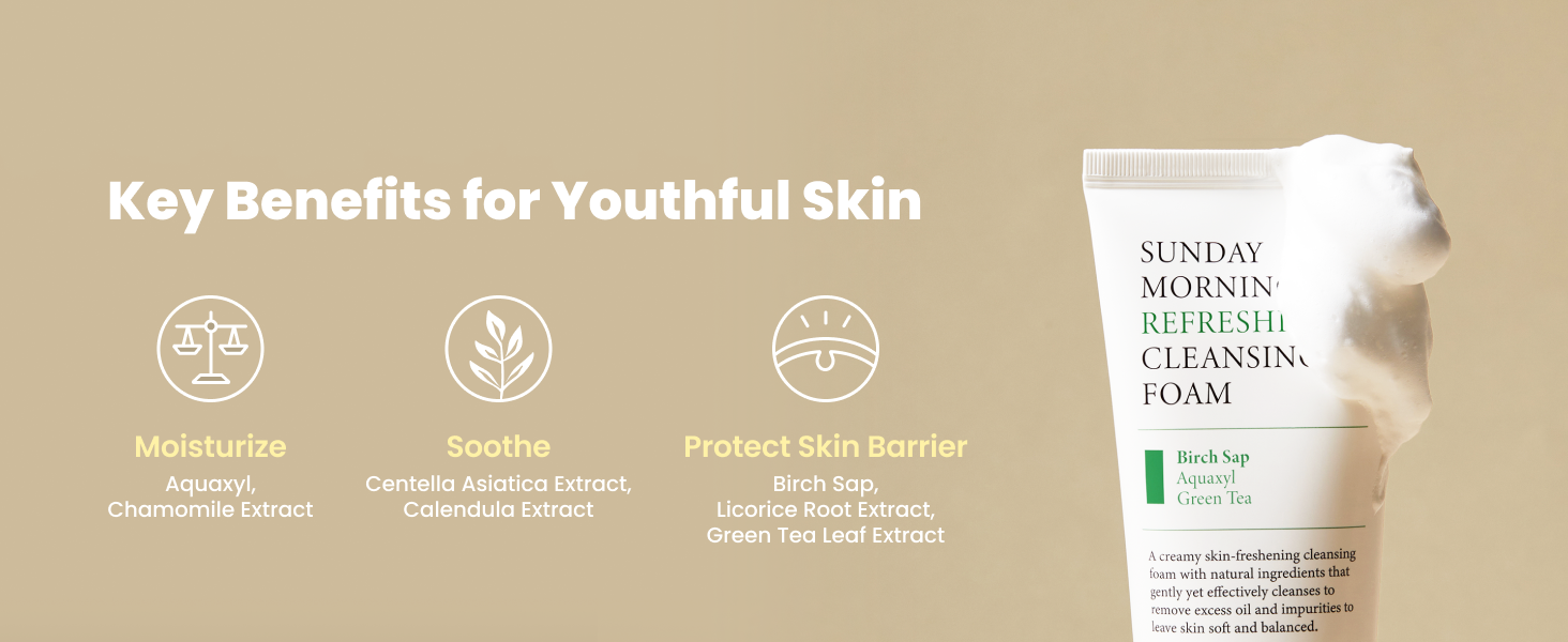 Axis-Y Sunday Morning Refreshing Cleansing Foam 120ml for Deep Hydration and Gentle Cleansing