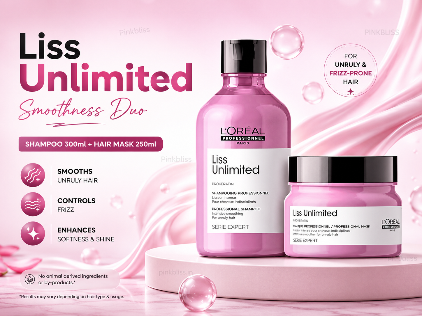 L’Oréal Professionnel Paris Liss Unlimited Shampoo 300ml And Hair Mask 250ml Combo