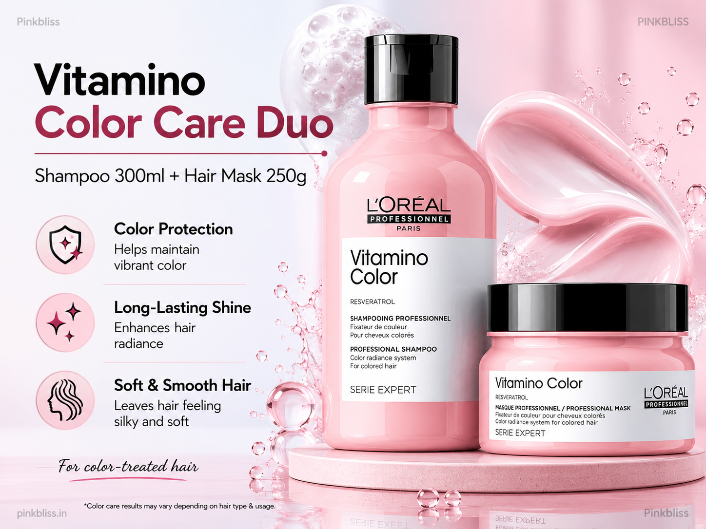 L’Oréal Professionnel Vitamino Color Shampoo 300ml And Hair Mask 250gm Combo