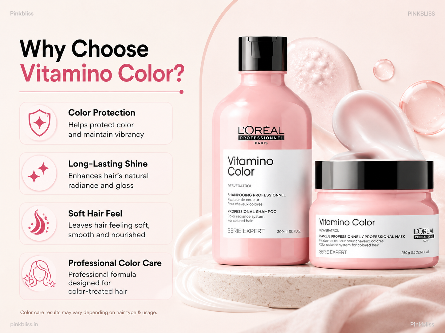 L’Oréal Professionnel Vitamino Color Shampoo 300ml And Hair Mask 250gm Combo