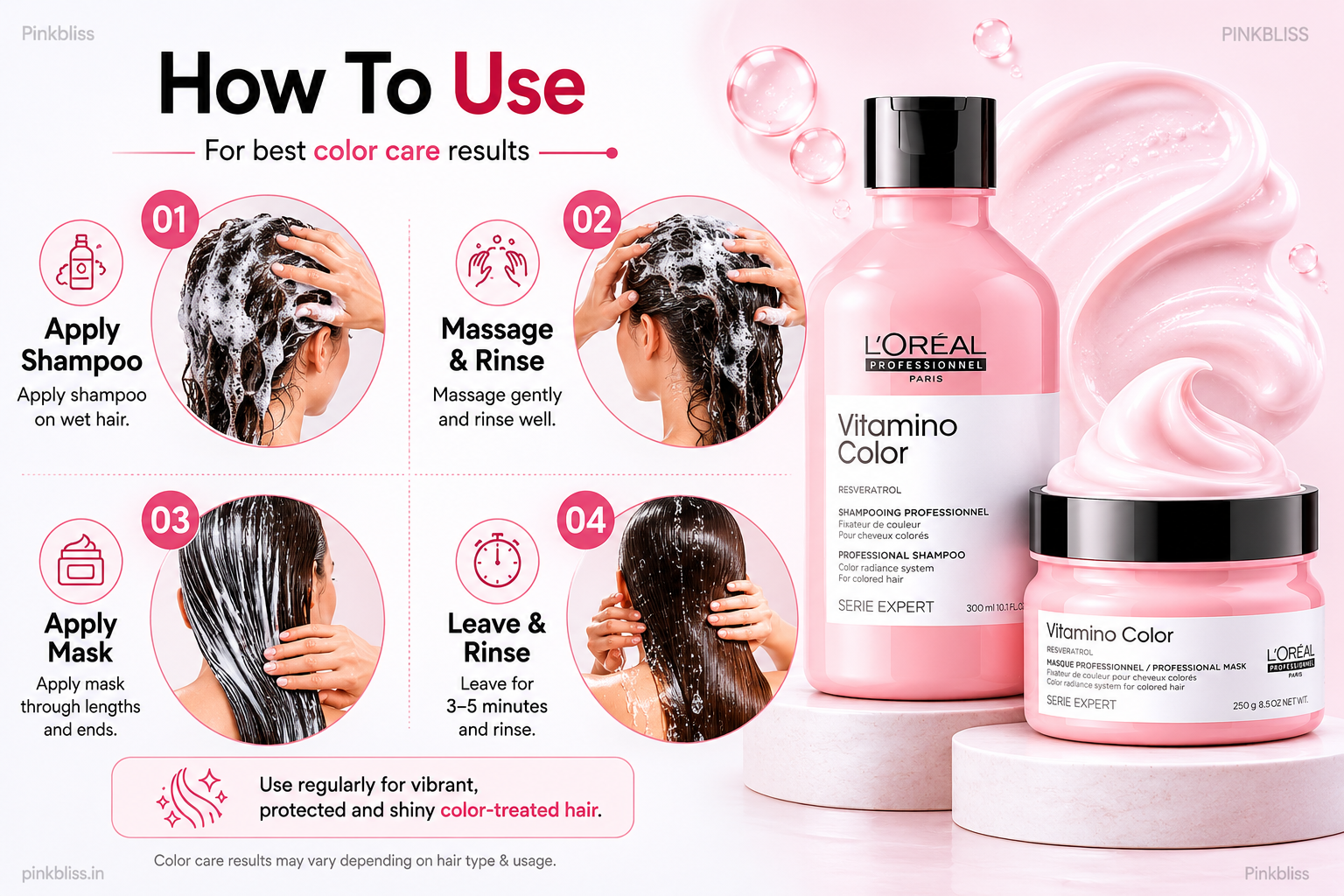 L’Oréal Professionnel Vitamino Color Shampoo 300ml And Hair Mask 250gm Combo