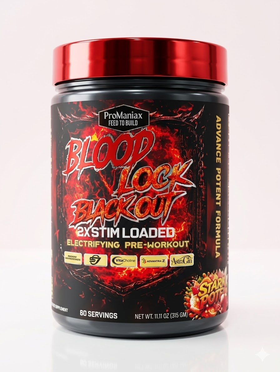 Promaniax Blood Lock Blackout 2X Stim Loaded Electrifying Pre-Workout 60 Servings (315g) STAR POP