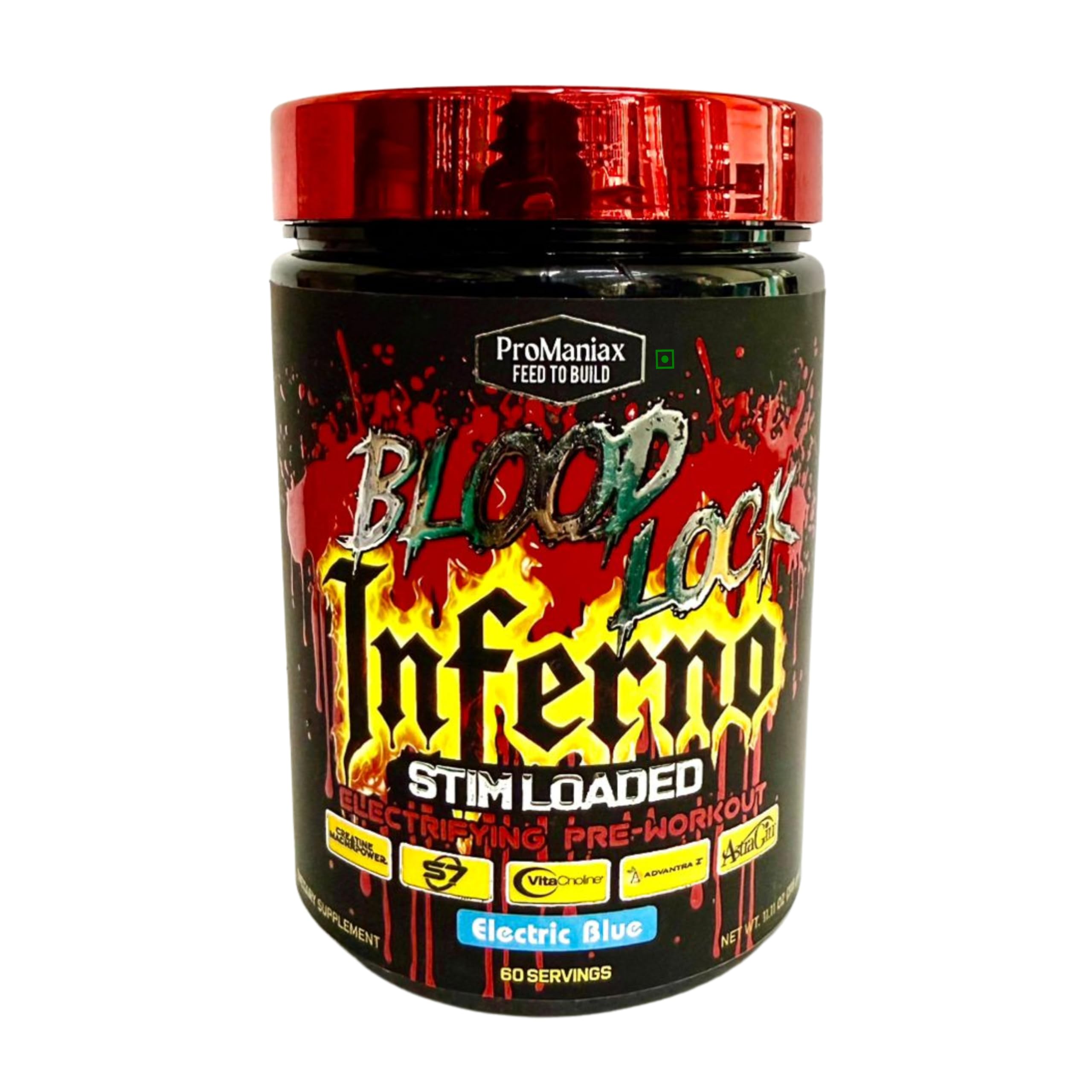 Promaniax Blood Lock Stim Loaded Inferno Pre-Workout 60 Servings (315GM) Electric Blue