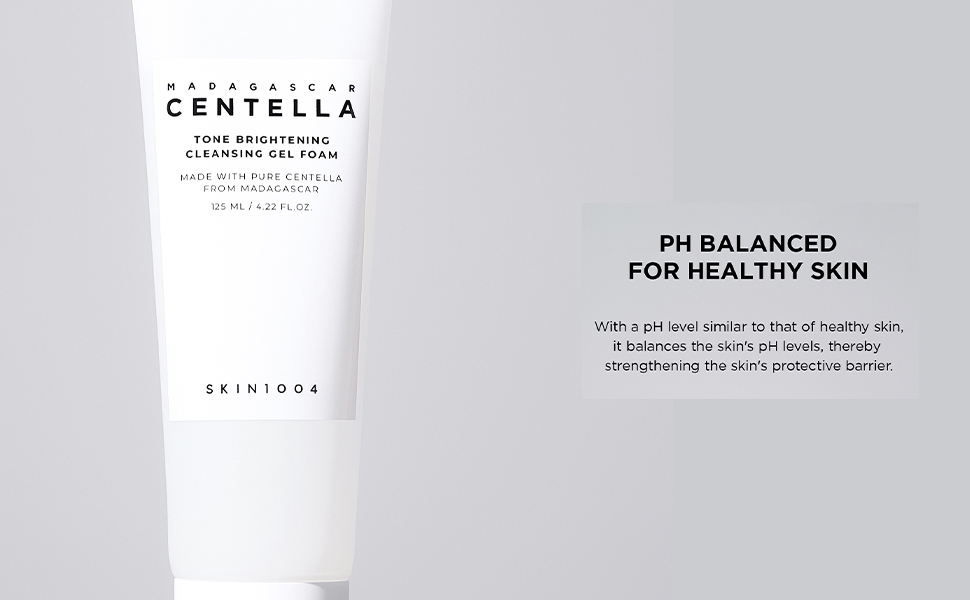 SKIN1004 Centella Tone Brightening Cleansing Gel Foam | Moisturizing & Gentle Exfoliating Cleanser with Niacinamide for Sensitive Skin, 125ml