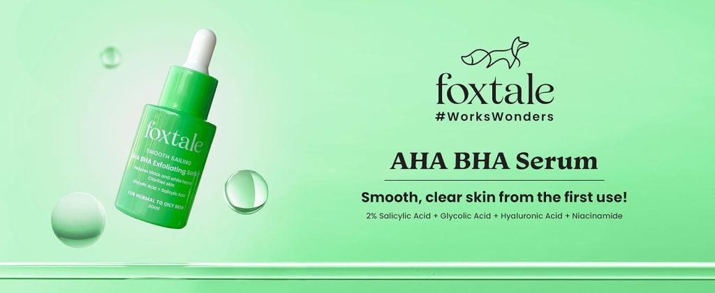 Foxtale Salicylic Acid AHA BHA Exfoliating Serum For Reduces Blackheads & Whiteheads 30ml