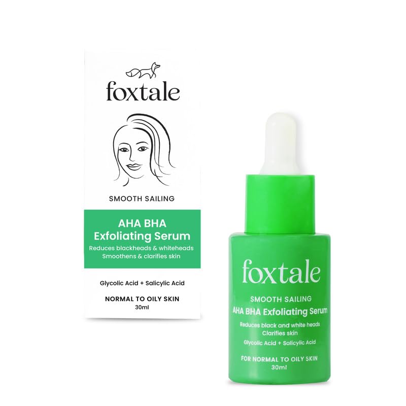 Foxtale Salicylic Acid AHA BHA Exfoliating Serum For Reduces Blackheads & Whiteheads 30ml
