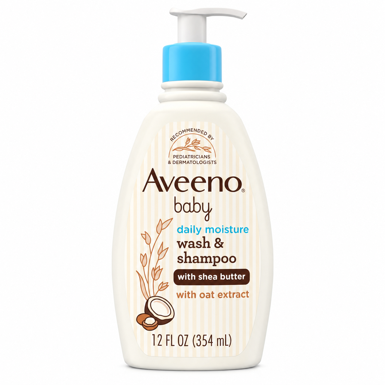 Aveeno Baby daily moisturizing 2 in 1 wash and shampoo 354ml with shea butter and oat extract original product available on PinkBliss India