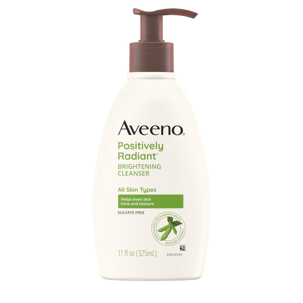 Aveeno Positively Radiant brightening facial cleanser 325ml for dull sensitive skin original product available on PinkBliss India
