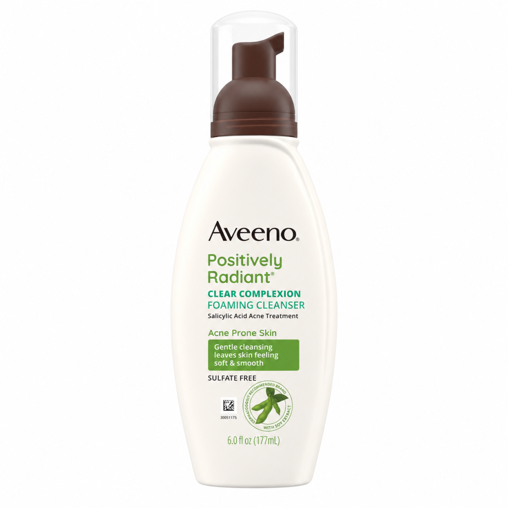 Aveeno Positively Radiant Clear Complexion foaming cleanser 177ml for clear glowing skin original product available on PinkBliss India