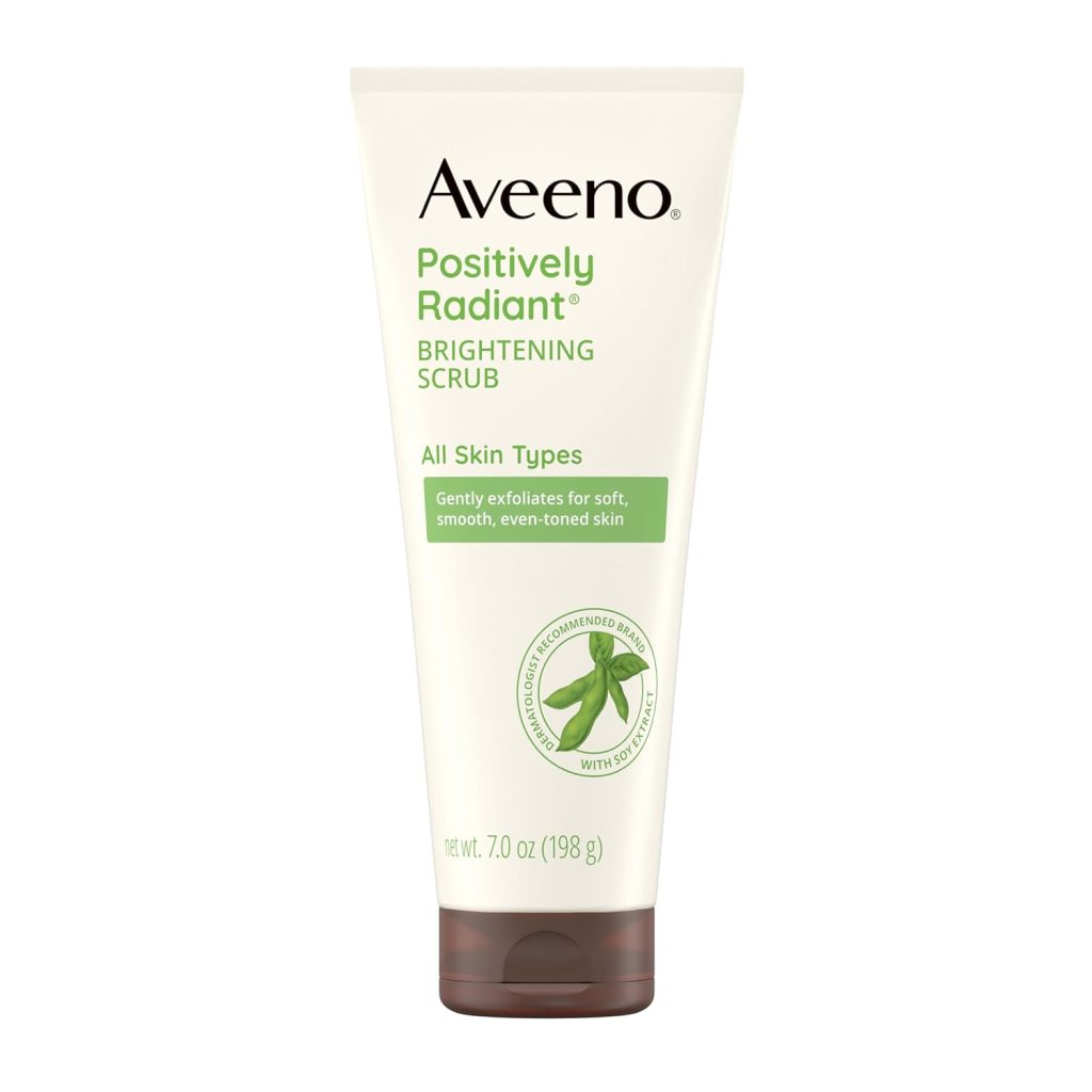 Aveeno Positively Radiant skin brightening scrub 198g with soy extract original product available on PinkBliss India